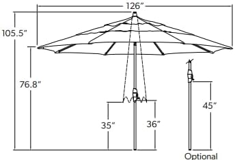Treasure Garden Deluxe Auto-Tilt Octagon Market Umbrella, 11ft - Outdoor Patio, Deck, Pool, Backyard Stand Alone Umbrella - Heavy Duty w/Black Frame & Obravia2 Fabric (Hampton Stripe)