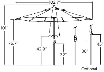Treasure Garden 9-Foot (Model 810) Deluxe Auto-Tilt Market Umbrella with Bronze Frame and Sunbrella Fabric: Gingko (Includes Extended Frame Warrantee), Sunbrella Gingko wBronze Frame