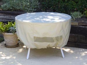 Covermates Round Dining Table Cover - Water-Resistant Polyester, Mesh Ventilation, Patio Table Covers, 42DIAMETER x 25H, Khaki
