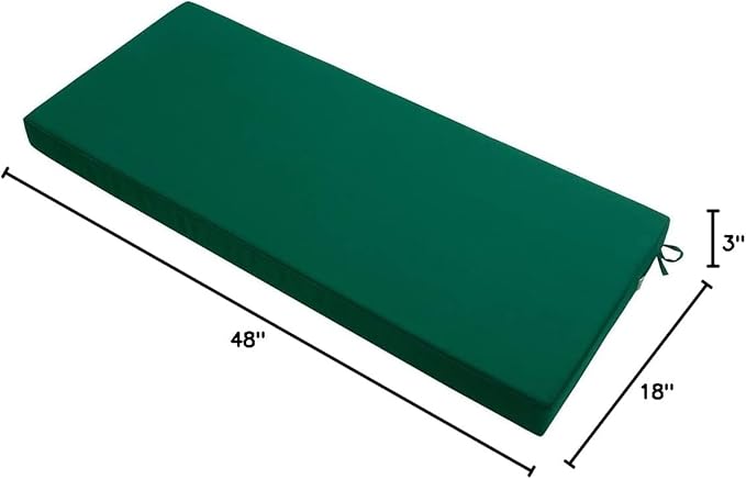 FUNHOME Outdoor Bench Cushion Cover 48 x18 x 3 inch,Water Resistant Cover with Zipper&Ties,Fade-Resistant Slipcover,Patio Porch Swing Cushion Cover Replacement Only,No Insert(Blackish Green)