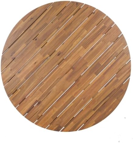 44.5 Inch Round Outdoor Dining Table, Premium Acacia Wood Patio Table, with X-Shaped Base, Slatted Wooden Table, for Garden, Backyard, Balcony and Indoor Use, Natural Wood Finish