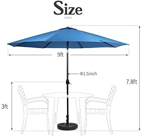 7 Pieces Patio Metal Furniture Outdoor Dining Set with 6 Stackable Bistro Chairs, 60'' x 37'' Rectangle Table and 10Ft Sky Blue Umbrella