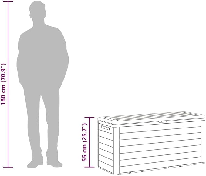 Outdoor Garden Storage Box, 290 Gallon Large Deck Box for Patio Cushions, Tools and Pool Supplies, Waterproof Weather-Resistant Polypropylene Bin, Anthracite 45.7 x 17.3 x 21.7 In