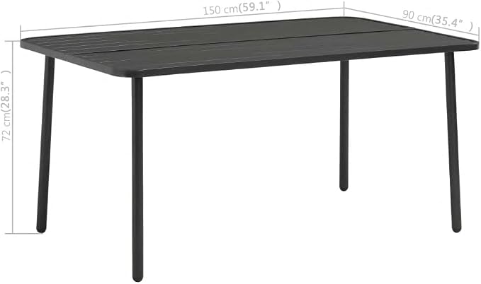 vidaXL Steel with E-Coated and Powder-Coated Dining Set in Dark Gray