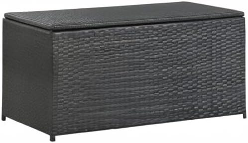 Patio Storage Box Deck Storage Box Outdoor Storage Box Indoor Wicker Storage Bin for Patio Furniture Cushions, Pillows, Garden Tools, Poly Rattan Black, 39.3"x19.6"x19.6" -AA
