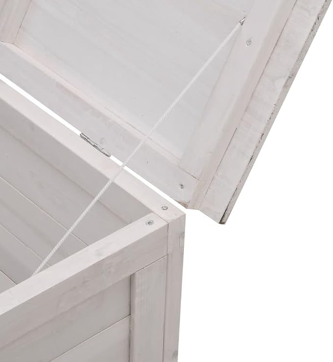White Solid Fir Wood Patio Storage Box 39x19.5x23 Inches Outdoor Deck Box for Garden Furniture Cushions Pool Toys