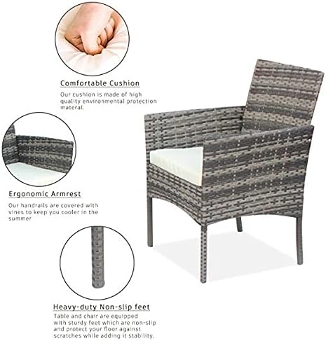 Three Colors Patio Furniture Set Outdoor Living Room Balcony Rattan Furniture Four-Piece-Brown Outdoor Furniture (Color : B) (A)