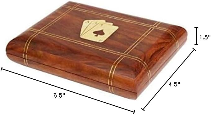 Premium Wooden Playing Card Box for 2 Decks – Handmade Double Deck Card Holder, Solid Wood Storage Case, Gift for Poker & Card Game Lovers (6.5x4.5 inch)