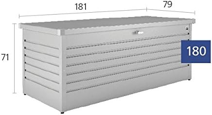 Biohort LeisureTime 210 Gallon Metal Deck Box, Silver | 71 L x 31 W x 27.9 H, Durable Large Outdoor Storage, Locking, Waterproof, Soft Close, Tools, Cushions, Pool, 20 Year Warranty