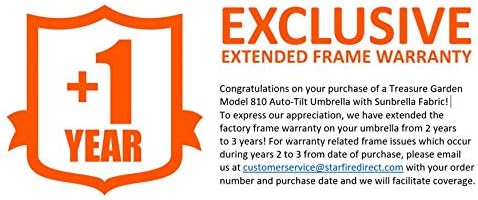 Treasure Garden 9-Foot (Model 810) Deluxe Auto-Tilt Market Umbrella with Bronze Frame and Sunbrella Fabric: Navy (Includes 3 Year Extended Frame Warrantee)