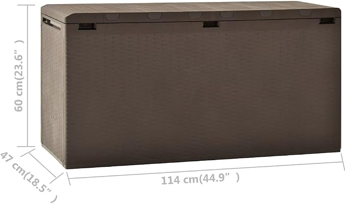Patio Storage Box Brown Patio Garden Outdoor Storage Container, Furniture Deck box 44.9"x18.5"x23.6" (Weight:16.56 lbs)