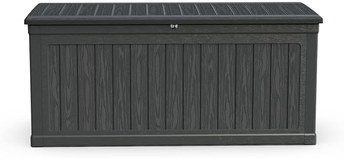 260 Gallon Outdoor Storage Deck Box - Waterproof Resin with Lock, Heavy Duty Storage for Patio Furniture, Cushions, Garden Tools & Pool Equipment