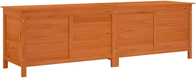 Outdoor Garden Storage Box, Solid Fir Wood Deck Storage Bin for Cushions, Toys, Garden Tools, Large Capacity Rectangular Organizer, 78.1 x 19.7 x 22.2 Inches