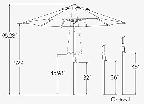 Treasure Garden Deluxe Auto-Glide Tilt Market Umbrella, 9ft - Outdoor Patio, Deck, Pool, Backyard Stand Alone Umbrella - Octagon, Heavy Duty w/Black Frame & Obravia2 Fabric (Boulder)