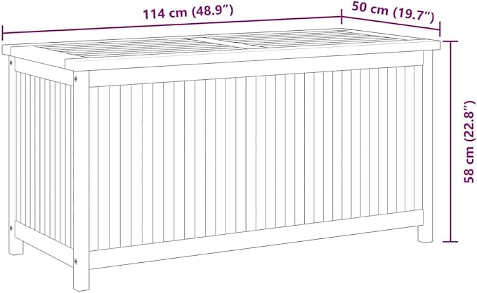Patio Box 44.9x19.7x22.8 Inches Outdoor Storage Chest Solid Teak Wood Garden Box with Easy Open Lid, Weather Resistant for Cushions Tools Accessories, Perfect for Deck Garage Shed