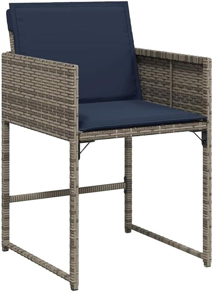 Afuera Living 5 Piece Poly Rattan Patio Dining Set, Gray Finish, Tempered Glass Tabletop, Weather-Resistant Cushions, Powder-Coated Steel Frame, Seating for 4, Modern Style Outdoor Furniture for