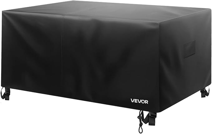 VEVOR Patio Furniture Cover, 420D Heavy Duty Waterproof Outdoor Dining Table and Chairs Cover, Large Squre Patio Table Covers with Air Vent for All Weather, 94L x 94W x 28H inch, Black