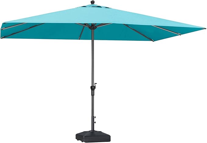 PURPLE LEAF 11.5' x 8' Patio Market Umbrella Outdoor Table Sun Umbrellas with Crank 8 Aluminum Sturdy Ribs for Pool Deck Backyard Beach Turquoise Blue