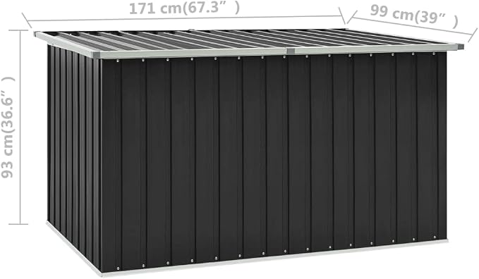 Patio Storage Box,deck box,outdoor storage box,toolbox,patio furniture,Easy to open and close with hinged lid, Anthracite 67.3"x39"x36.6"