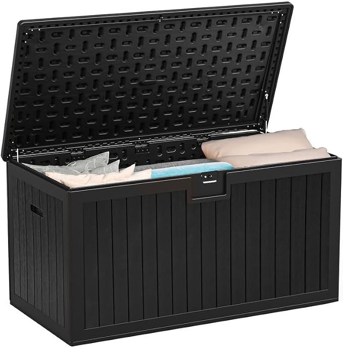 YITAHOME XL 180 Gallon Large Deck Box,Outdoor Storage for Patio Furniture Cushions,Garden Tools,Waterproof,Lockable (Black)