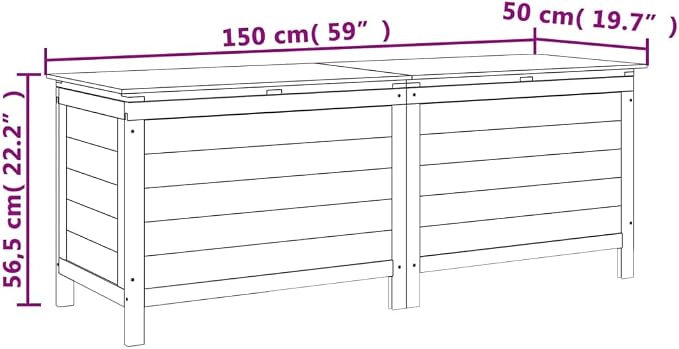 White Patio Storage Box 59.1"x19.7"x22.2" Solid Fir Wood Outdoor Furniture with Slatted Bottom for Deck Pool Toys Garden Cushions