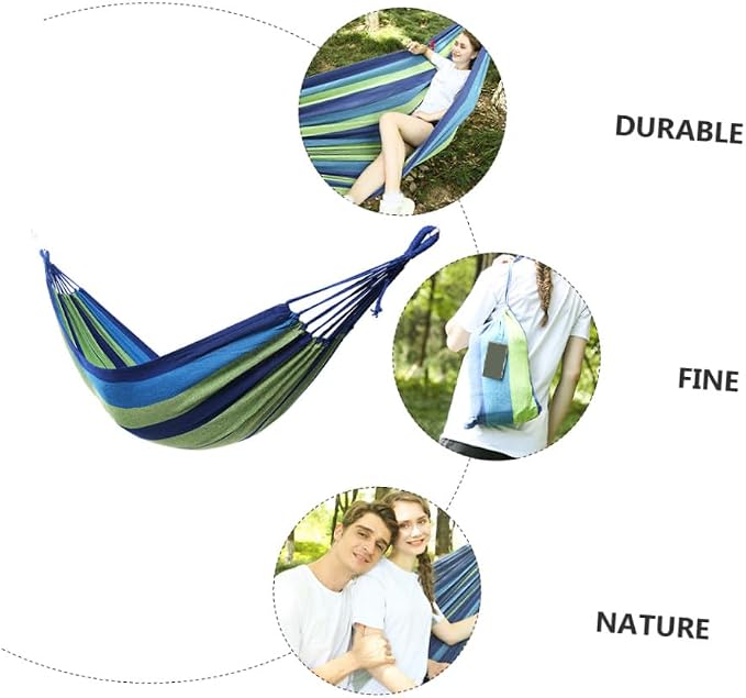 Portable Double Hammock Durable Canvas Swing for Outdoor and Indoor Use Lightweight Design for Camping and Family Color Easy to Pack
