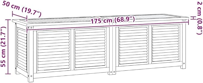 Large Solid Teak Wood Garden Storage Box, Outdoor Patio Deck Container with Waterproof Liner, 68.9 inch Rectangular Furniture for Backyard Organization