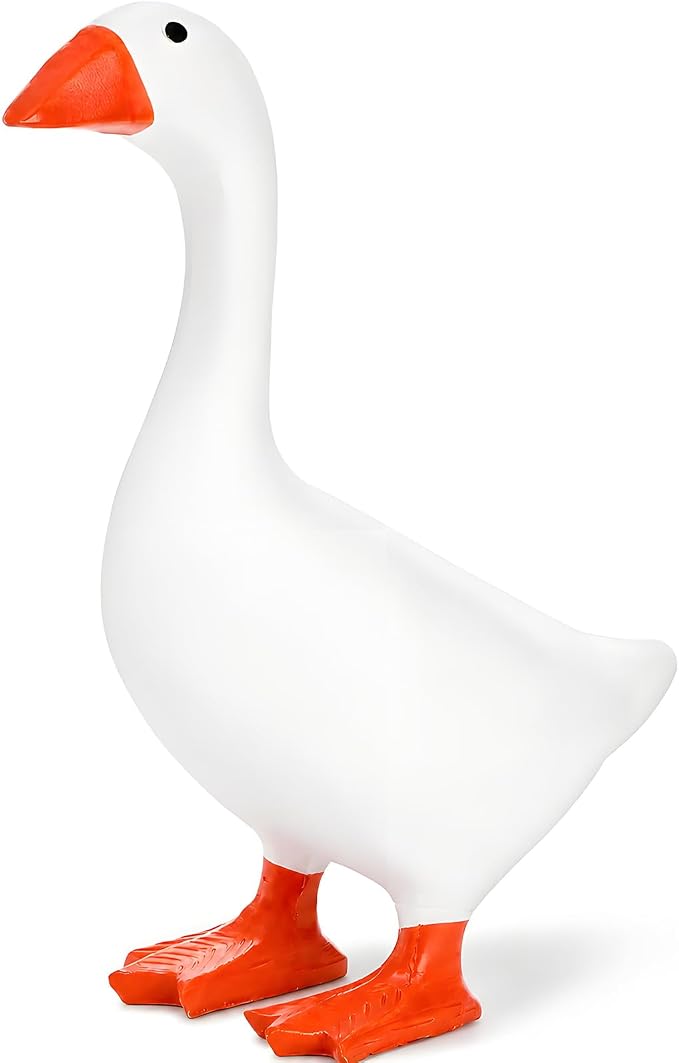 Funny 7 Inch Beak Desk Goose Statue, Cute Mini Porch Goose Figurine, Small Desk Duck with Key Holder Function, Novelty Table Organizer & Gift for Friend Family Colleague Schoolmate.