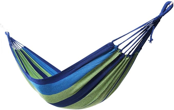 GANAZONO Double Camping Hammock Canvas Swing for Two, Portable Outdoor Garden Travel Hammock with Widened Thickened Blue Canvas, Suitable for Adults