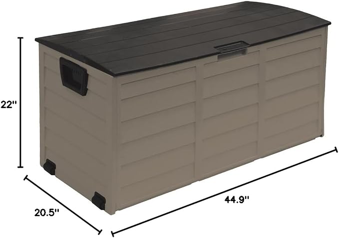 Starplast 76811 Plastic Storage Box - 60 Gallon - Mocha/Brown - Ideal for Deck, Patio, and Backyard