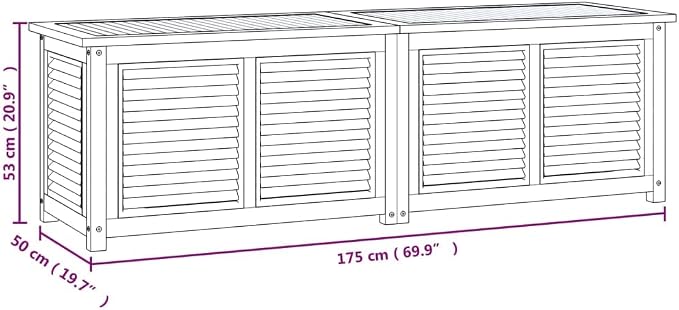 Wooden Patio Storage Box with Bag, Outdoor Box for Patio Furniture Cushion Storage, Wood Deck Box Storage Container with PE Bag Tool Organizer, 68.9"x19.7"x20.9"
