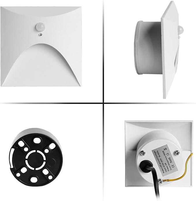 FVTLED Motion Sensor LED Step Lights, 3W AC 85-265V Stair Lights Indoor Outdoor, 3000K Warm White, Arc Design, IP44 Waterproof Staircase Lighting-White Shell