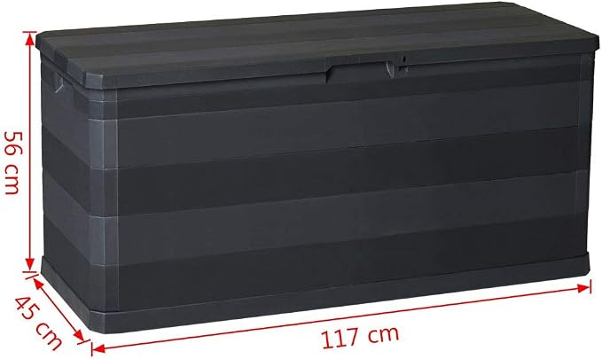 (Fast delivery) Garden Storage Box Indoor/Outdoor Storage Container and Gardening Tools - Store Items on Patio, Garage, Yard.Black 46.1"x17.7"x22"