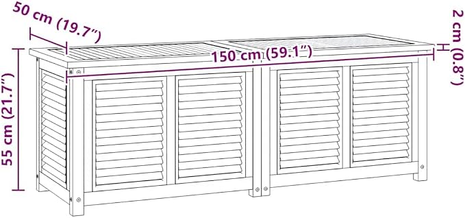 Outdoor Patio Storage Box 59.1 x 19.7 x 21.7 Inch Solid Teak Wood Garden Chest with Waterproof Liner Bag for Backyard Deck Furniture Organizer