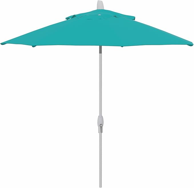 Treasure Garden 9ft Patio Umbrella – Outdoor Furniture Market Umbrella – Deluxe Auto-Tilt – White Aluminum Frame (O’bravia, Aqua)