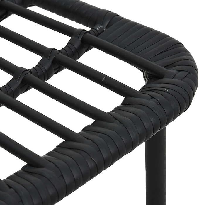 3 pcs Set Patio Dining Set & Balcony Furniture Black Poly Rattan Outdoor Dining Set Bistro Set for Lawn Backyard Front Porch 31.5 x 31.5 x 29.1 in