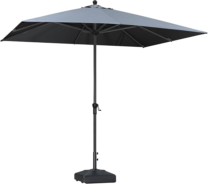 PURPLE LEAF 10' x 8' Patio Market Umbrella Outdoor Table Sun Umbrellas with Crank 8 Aluminum Sturdy Ribs for Pool Deck Backyard Beach Light Gray
