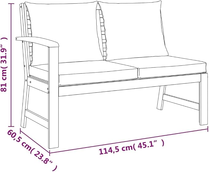 6 Piece Patio Dining Set with Cushions Solid Wood Acacia Outdoor Garden Furniture Table Benches Corner Sofa Footstools for Lawn Backyard Deck Entertaining