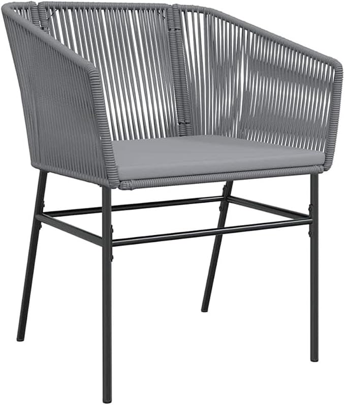 Afuera Living 5-Piece Powder-Coated Steel Patio Dining Set, Gray Finish, Includes Cushioned Chairs and Rectangular Table with Tempered Glass Top, UV-Resistant Materials, Modern Outdoor Furniture for