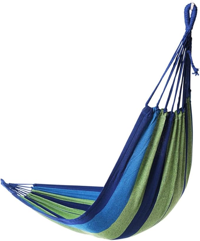 SUPVOX Double Canvas Swing Hammock for Two Adults, Thickened Widened Outdoor Hanging Hammock, Portable Travel and Garden Swing in Blue