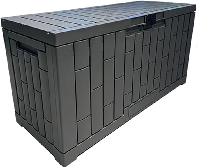 Waterproof Resin Deck Box with Lockable Lid for Indoor and Outdoor Storage - Ideal for Garden Tools and Patio Cushions (76 Gallon)