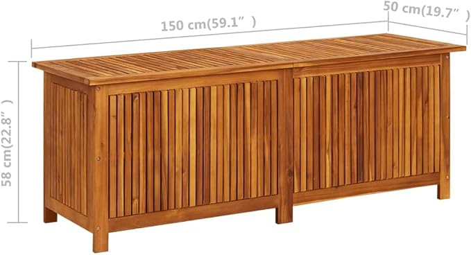 Solid Wood Outdoor Storage Bench,Solid Acacia Wood Garden Deck Box Patio Storage Box with Liftable Top Outdoor Wooden Storage Container for Patio,Backyard,Poolside, 59.1"x19.7"x22.8"