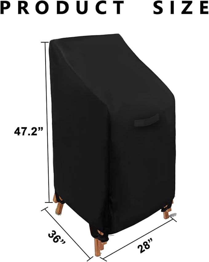 WOMACO Stackable Patio Chair Cover Waterproof Outdoor Stacking High Back Chair Cover Water Resistant Outside Furniture Tall Chair Protector (Stacking Chair - 28"Lx36"Wx47"H(2 Pack))