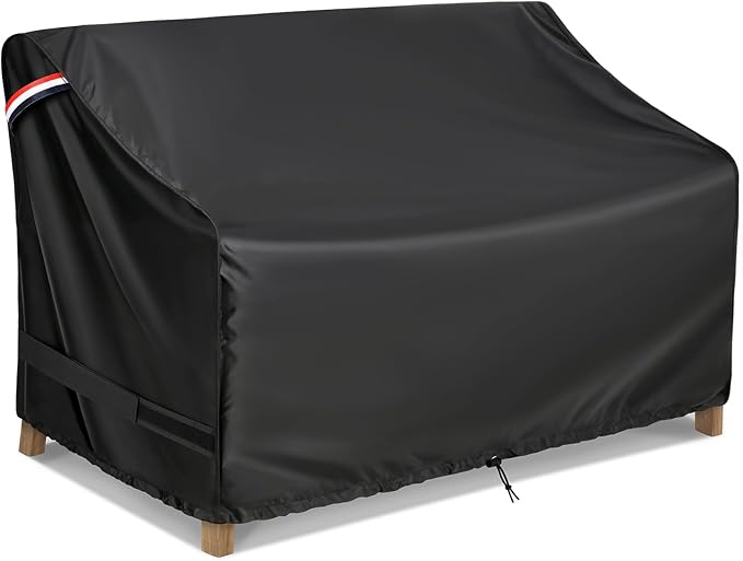 KylinLucky Patio Furniture Large Sofa Covers 104W x 40D x 35H inches,3-Seater Outdoor Waterproof Couch Loveseat Bench Cover Black