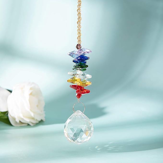 LONGWIN Lot 100pcs Clear Glass Octagon Beads for Crystal Chandelier Parts Replacement DIY Lamp Hanging Pendant Suncatcher