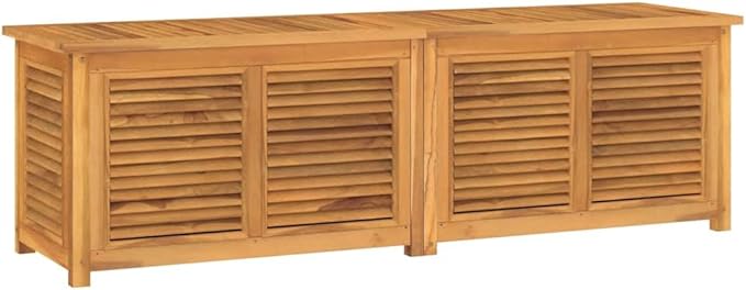 Outdoor Garden Storage Box, Solid Teak Wood Deck Storage Chest with Water-Resistant PE Liner for Patio, Balcony, Backyard, 68.9 x 19.7 x 21.7 Inch