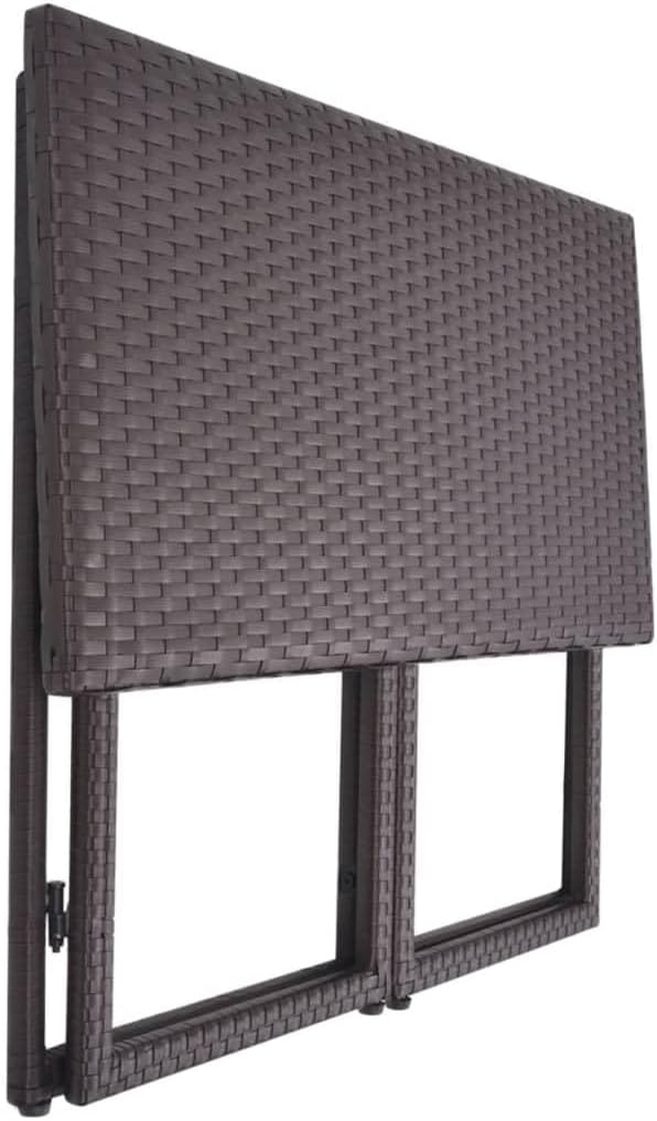 5-Piece Brown Rattan Patio Dining Set with Cushions | Includes modular sectional seating and a rectangular table with cream cushions, ideal for garden and balcony.