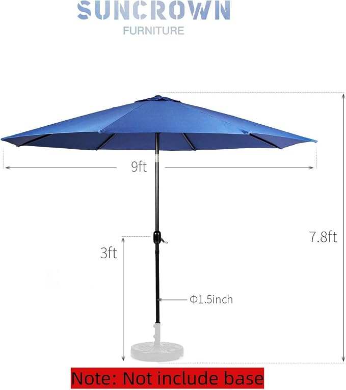 SUNCROWN 6-Piece Outdoor Dining Set, All Weather Patio Furniture Sets with 4 Black Swivel Textilene Mesh Chairs & Square Metal Table & 1 Dark Blue 9Ft Umbrella for Deck Garden Backyard Poolside