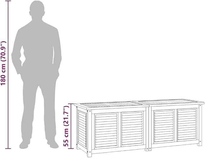 Patio Storage Box Solid Wood Teak 59.1"x19.7"x21.7" with PE Bag Outdoor Deck Chest for Garden Backyard Patio Furniture Storage