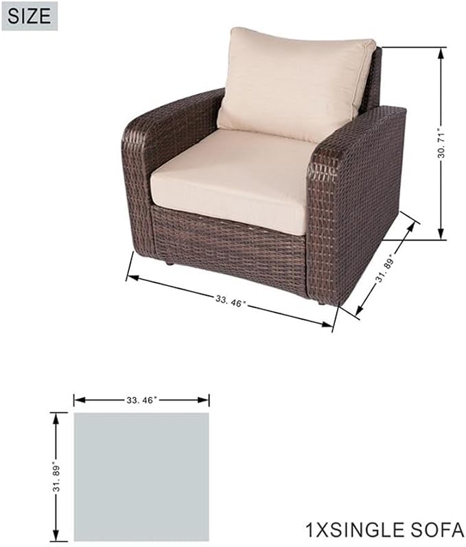 Outdoor Furniture 5PCS Conversation Sets in Brown with Cushions